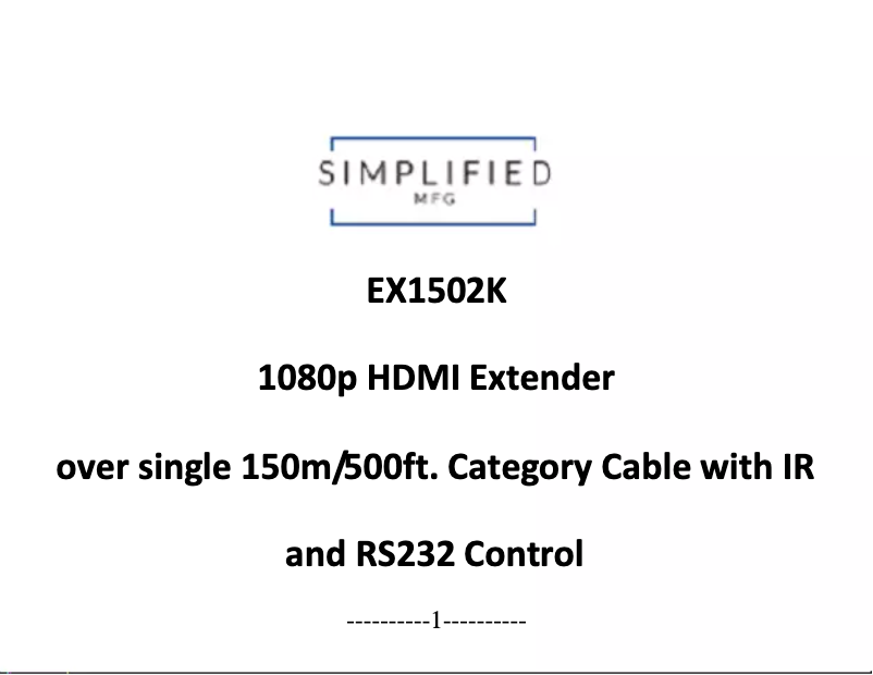 Page 1 de la notice Manuel utilisateur Simplified MFG EX1502K