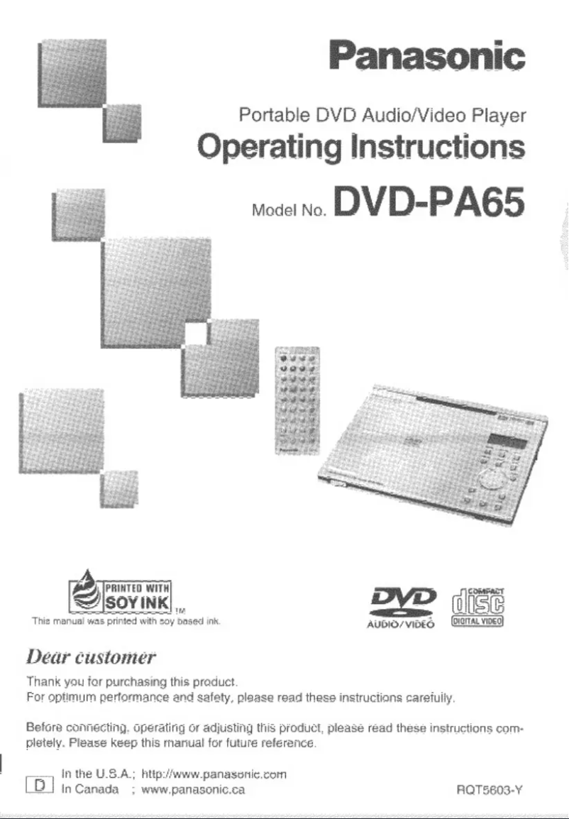 Page n°1 - Manuel utilisateur Panasonic DVD-PA65