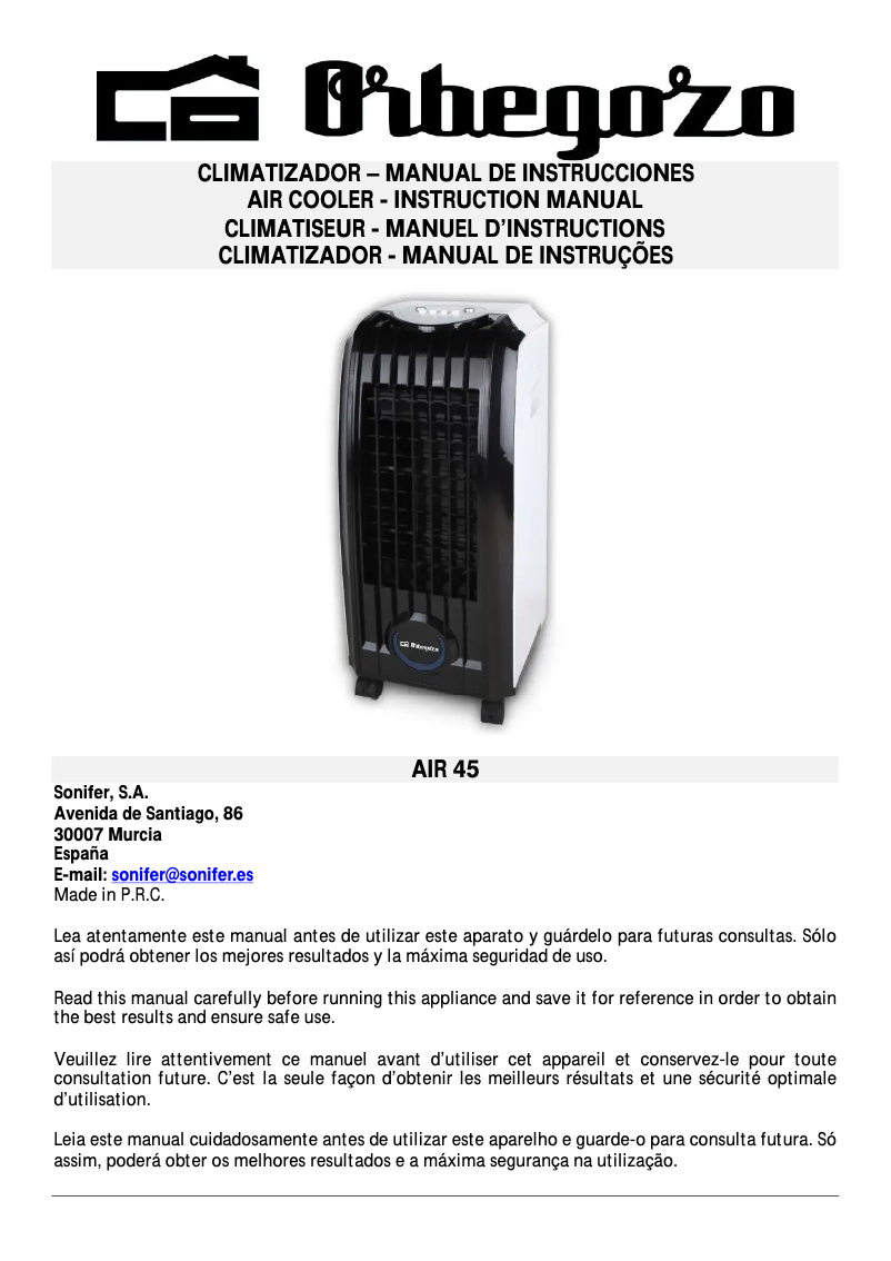 Image de la première page du manuel de l'appareil AIR 45