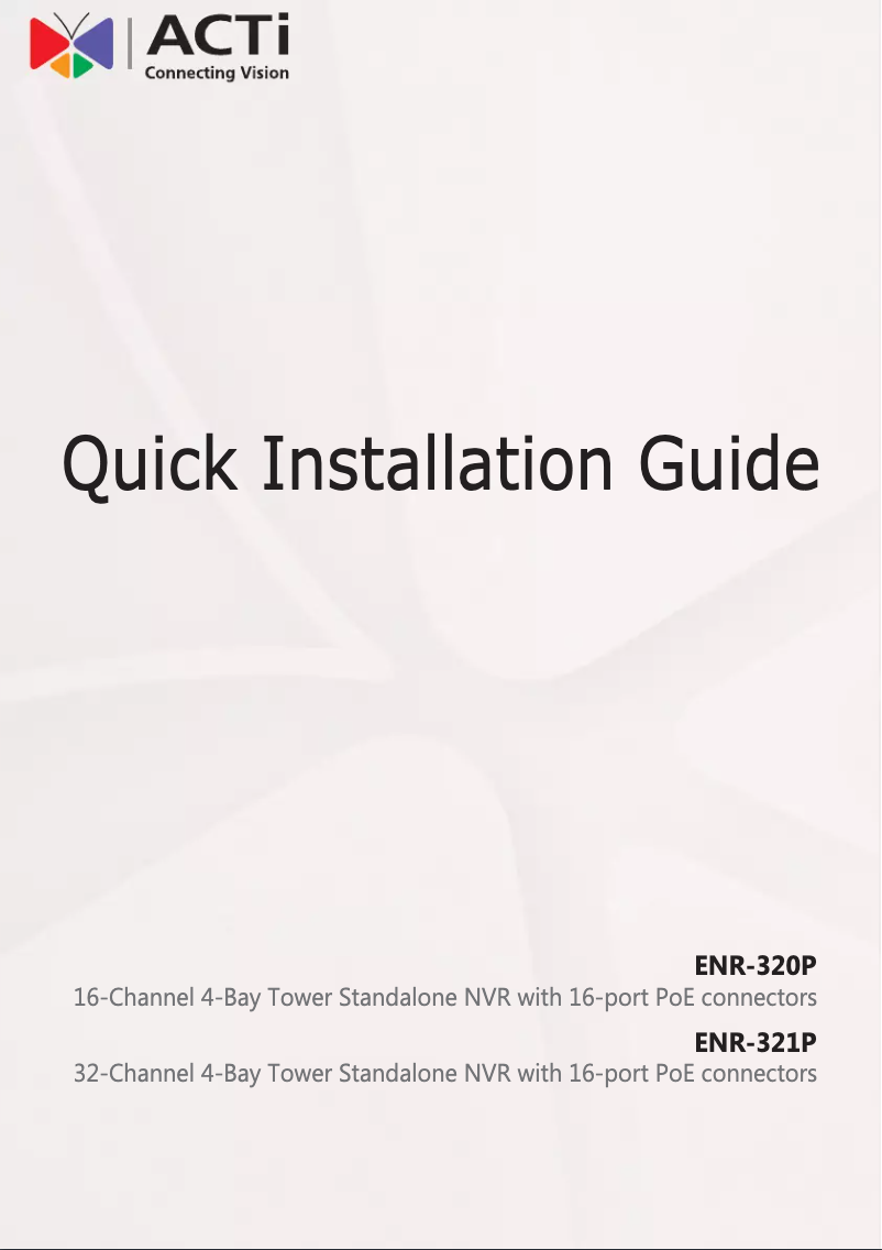 Page n°1 - Manuel utilisateur ACTi ENR-320P