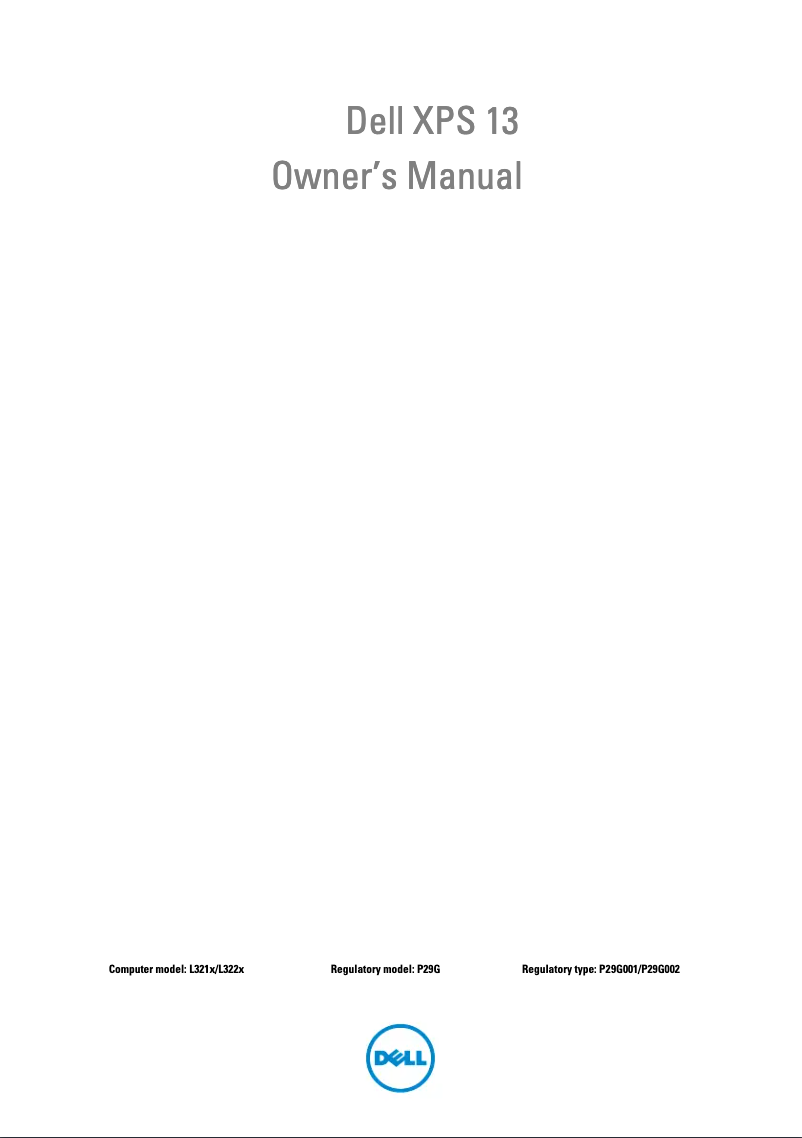 Page 1 de la notice Manuel utilisateur Dell XPS 13-L322x