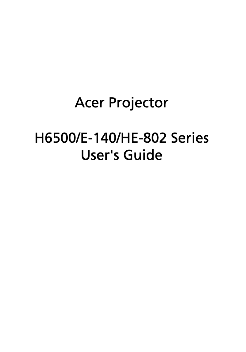 Page 1 de la notice Manuel utilisateur Acer H6500