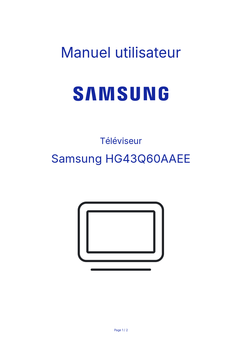 Page n°1 - Manuel utilisateur Samsung HG43Q60AAEE
