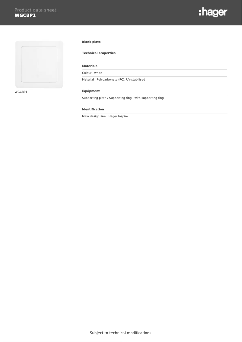 Image de la première page du manuel de l'appareil WGCBP1