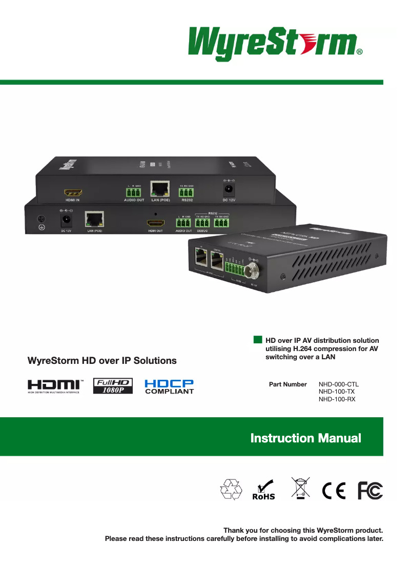 Page 1 de la notice Manuel utilisateur WyreStorm NHD-100-RX
