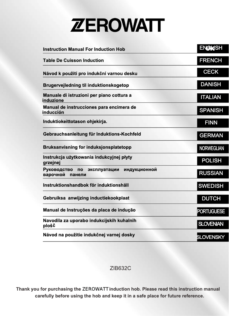 Page n°1 - Manuel utilisateur Zerowatt ZIB632C