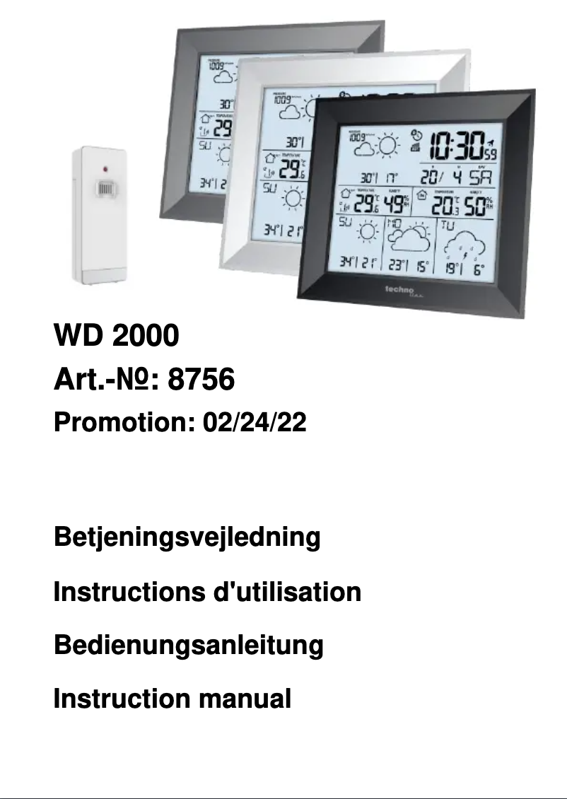 Page 1 de la notice Manuel utilisateur Techno Line WS 9422