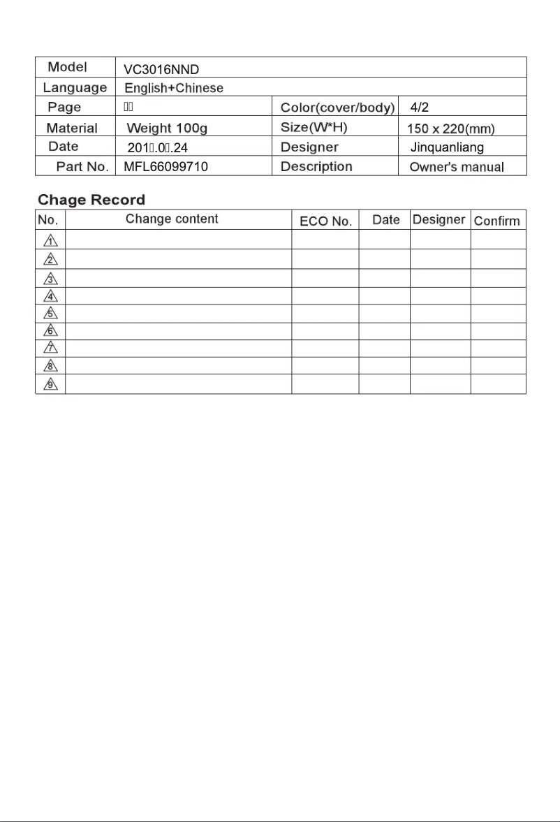 Página 1 del manual Manual de usuario LG VC3016NND
