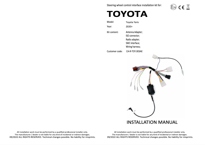 Page n°1 - Manuel utilisateur Pioneer CA-R-TOY.003AE