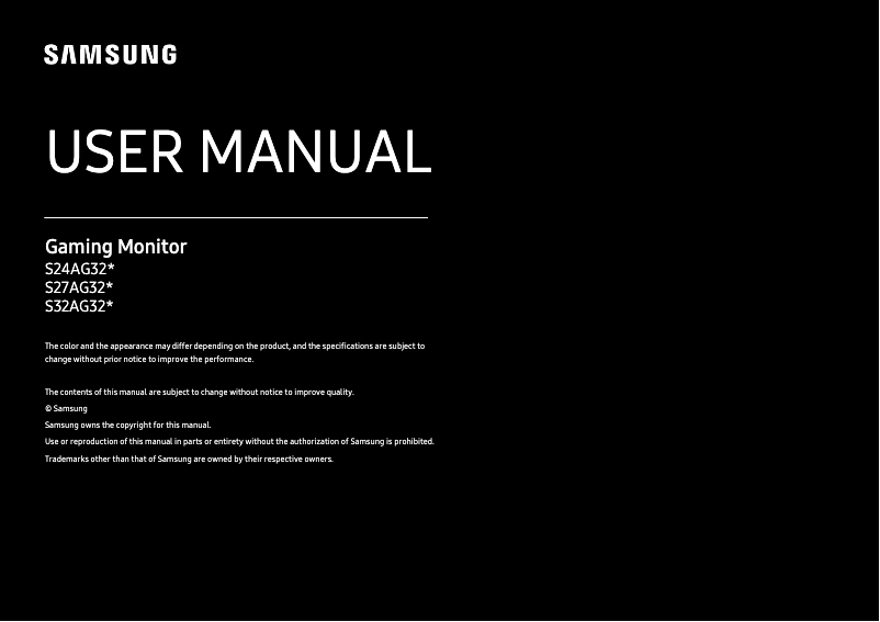 Page 1 de la notice Manuel utilisateur Samsung Odyssey G3 S27AG320NL