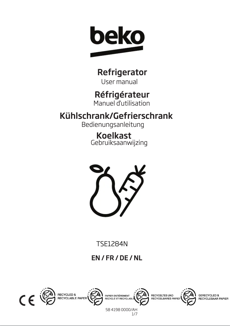 Page n°1 - Manuel utilisateur Beko TSE1284N