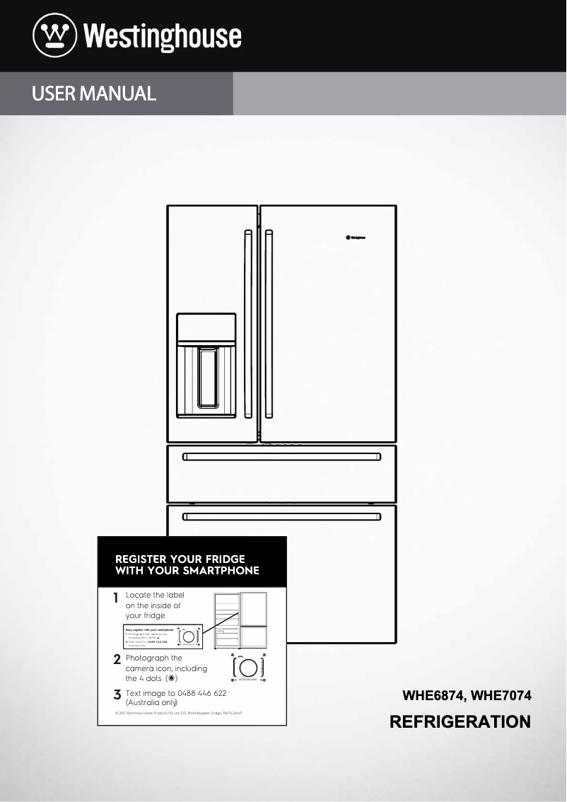 Page n°1 - Manuel utilisateur Westinghouse WHE7074