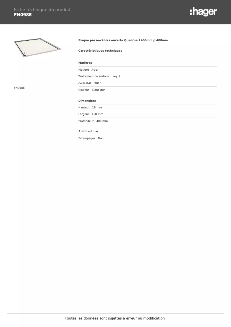 Image de la première page du manuel de l'appareil FN098E