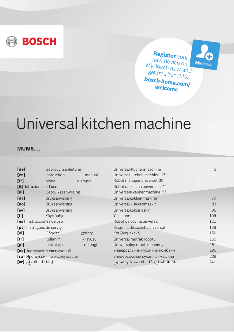 Page n°1 - Manuel utilisateur Bosch MUM54P00