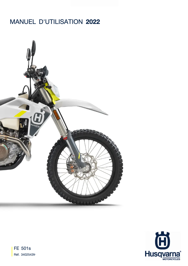 Page 1 de la notice Manuel utilisateur Husqvarna FE 501s (2022)