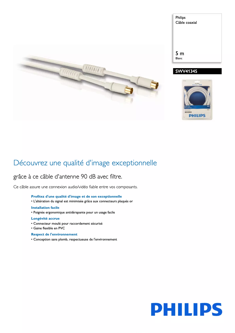 Page 1 de la notice Fiche technique Philips SWV4134S