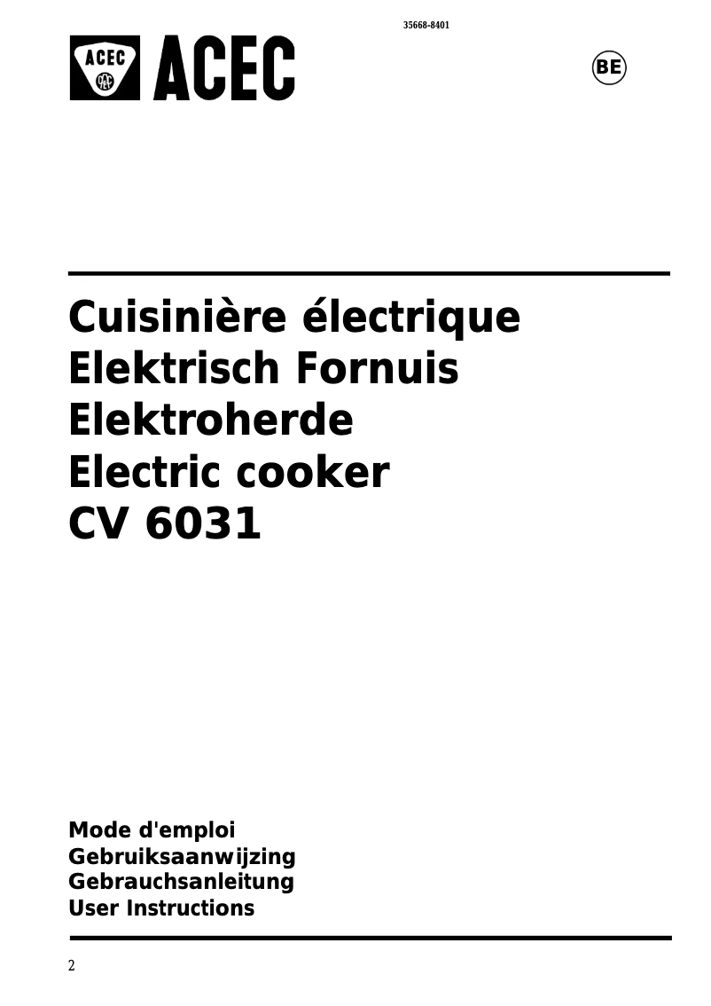 Image de la première page du manuel de l'appareil CV 6031