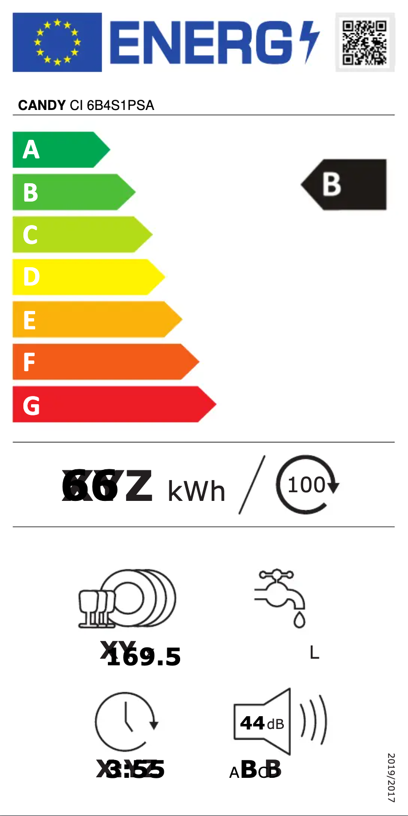 Page n°1 - Label énergétique Candy CI 6B4S1PSA
