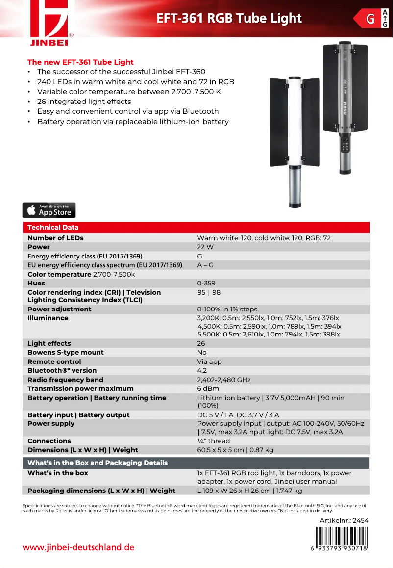 Image de la première page du manuel de l'appareil EFT-361 RGB