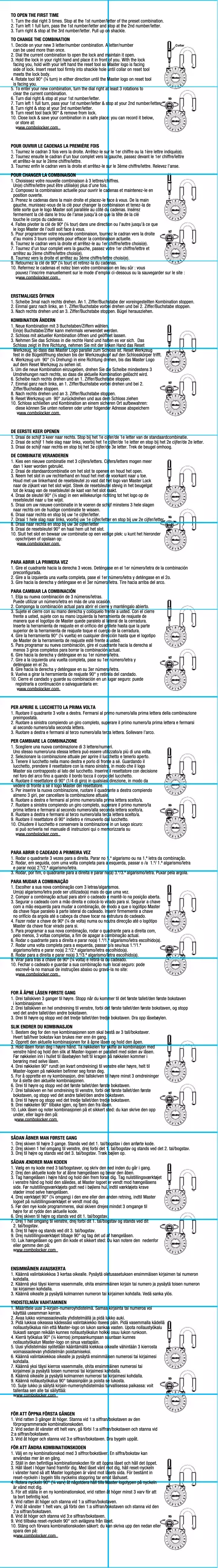 Page n°1 - Manuel utilisateur Master Lock 1590EURDCOL