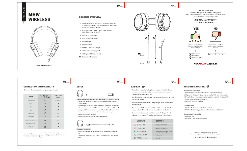 Page 1 de la notice Manuel utilisateur Mars Gaming MHW
