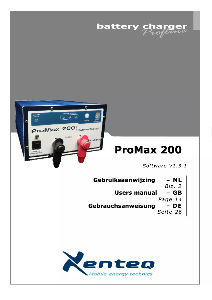 Page n°1 - Manuel utilisateur Xenteq ProMax 200