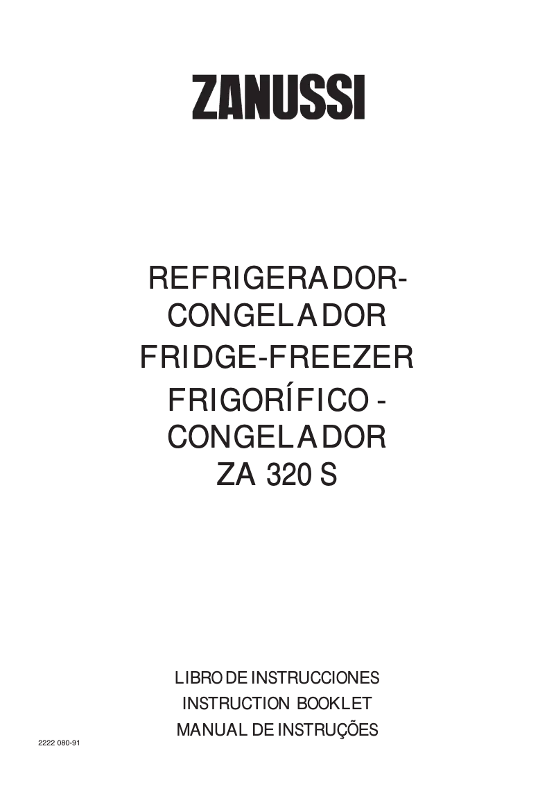 Page 1 de la notice Manuel utilisateur Zanussi ZA320S