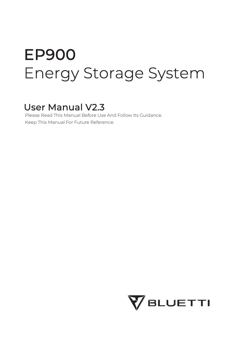 Page n°1 - Manuel utilisateur Bluetti EP900