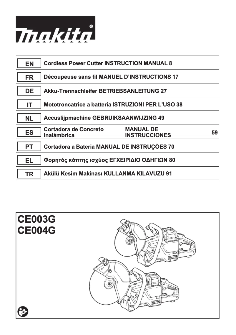 Page 1 de la notice Manuel utilisateur Makita CE003G