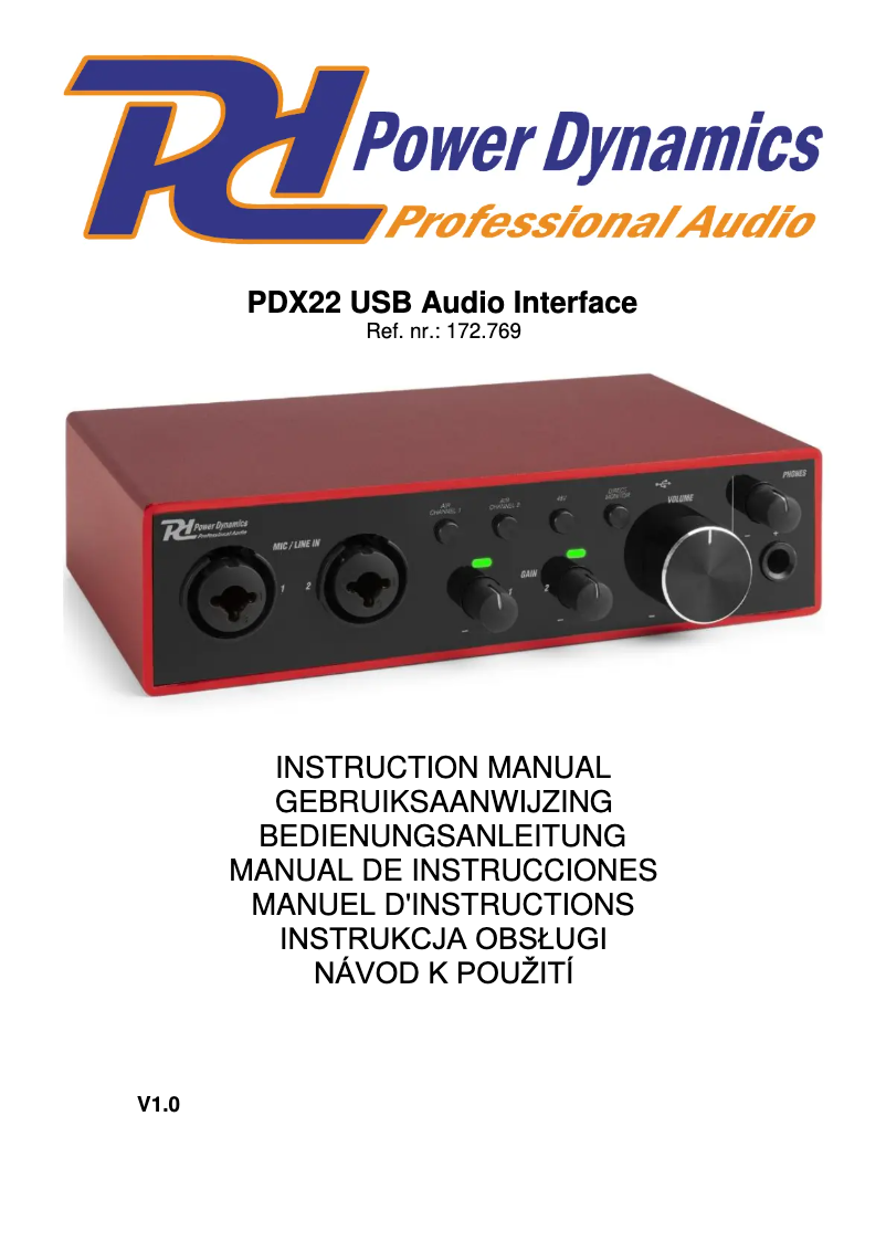 Page 1 de la notice Manuel utilisateur Power Dynamics PDX22