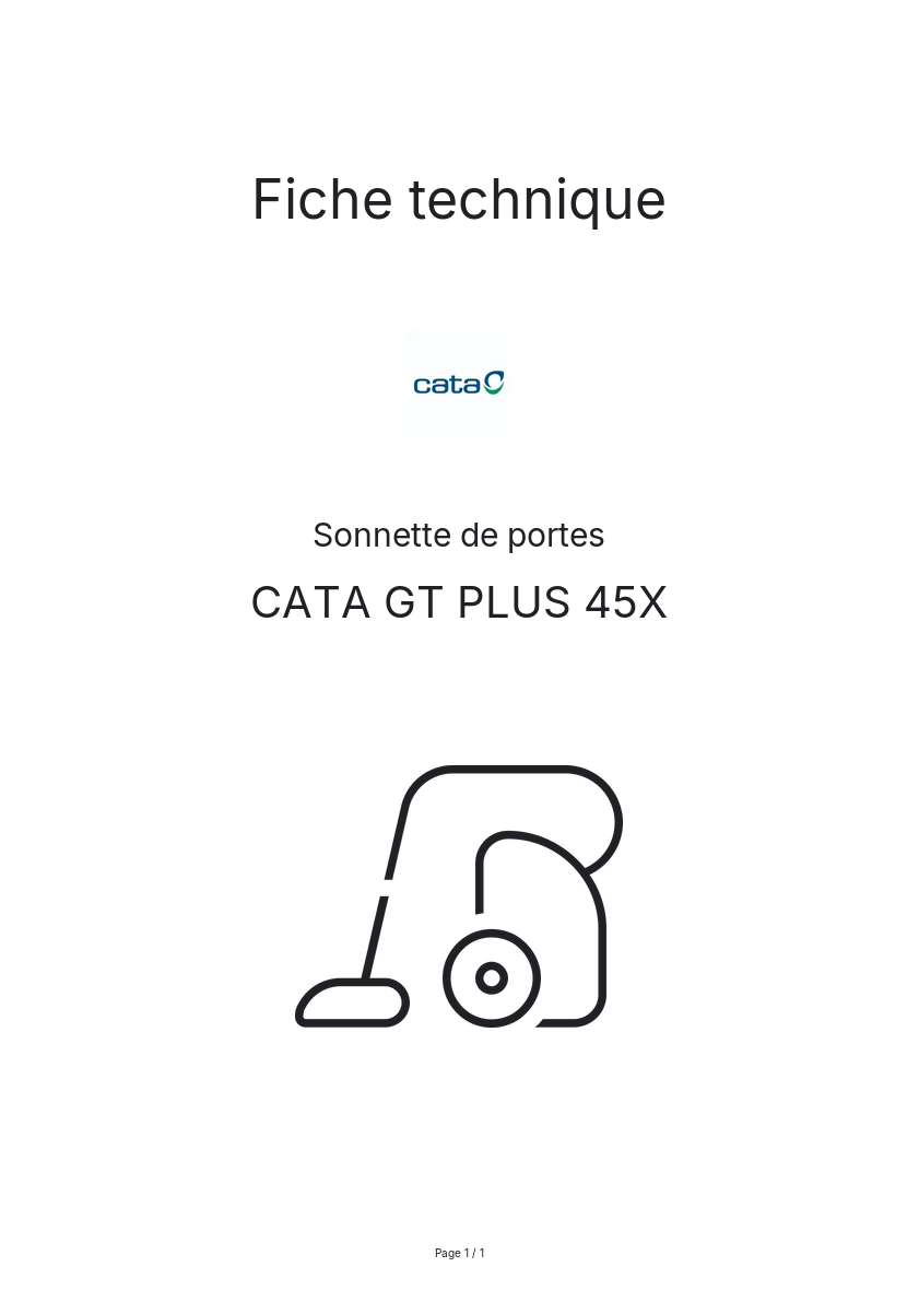 Page n°1 - Fiche technique CATA GT PLUS 45X