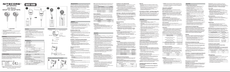 Page 1 de la notice Manuel utilisateur Nitecore izzCool 10 Pro