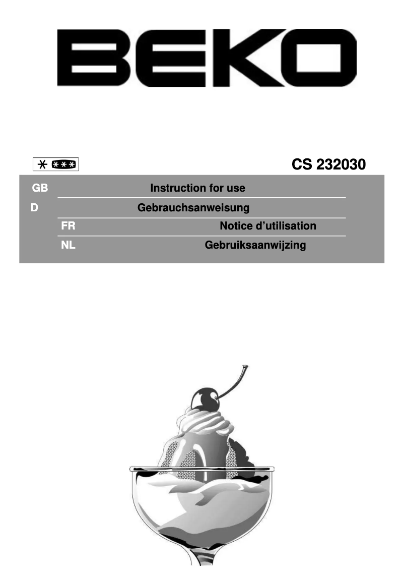 Page 1 de la notice Manuel utilisateur Beko CS 232030 X