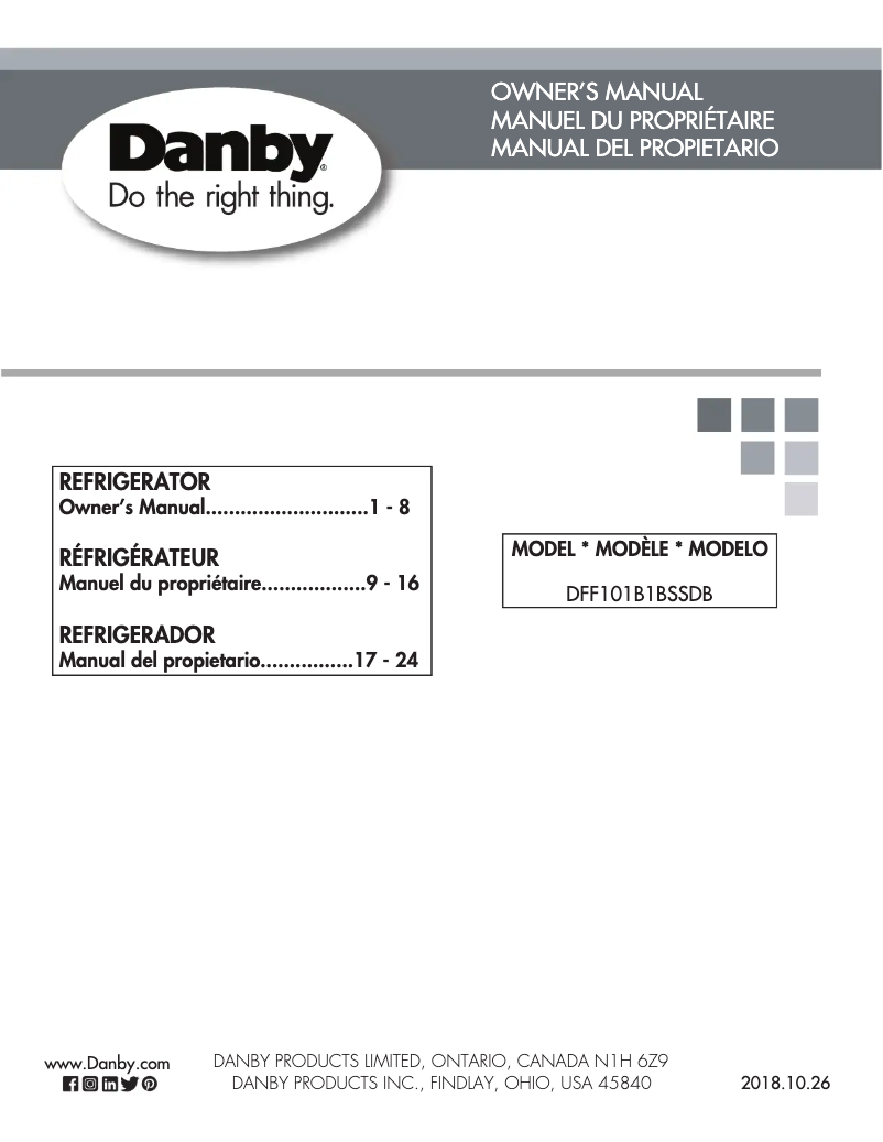 Página 1 del manual Manual de usuario Danby DFF101B1BSSDB