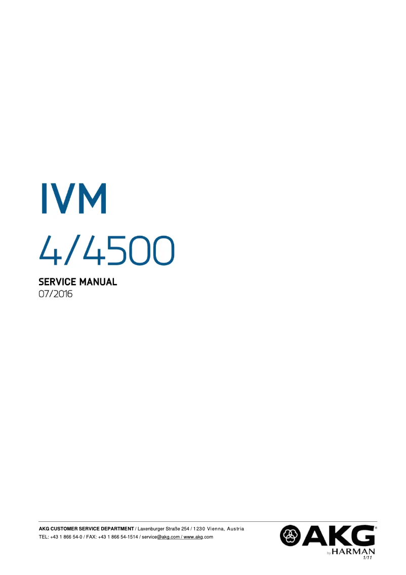 Page n°1 - Manuel utilisateur AKG IVM4500 IEM
