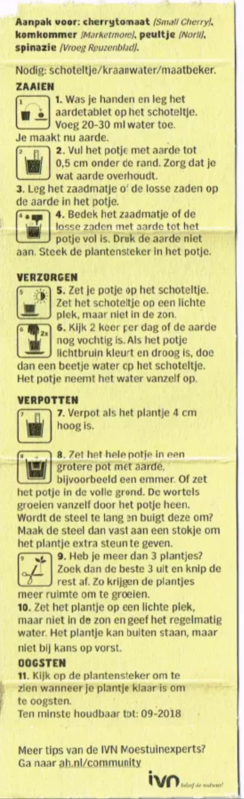Page 1 de la notice Manuel utilisateur Albert Heijn Moestuintje Peultjes