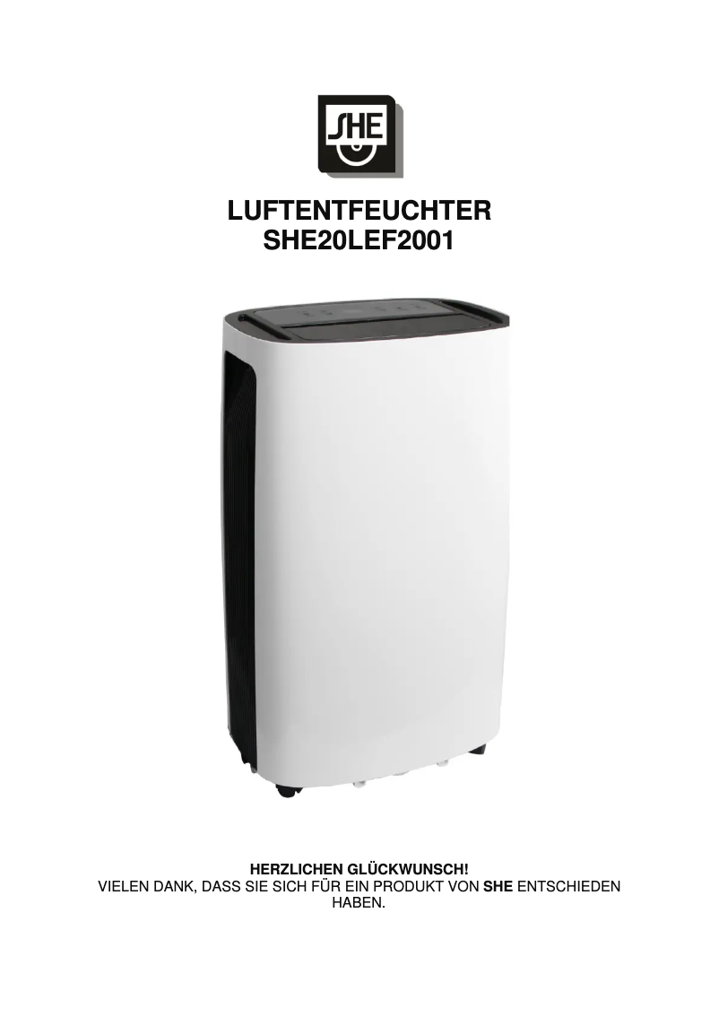 Page 1 de la notice Manuel utilisateur SHE SHE20LEF2001