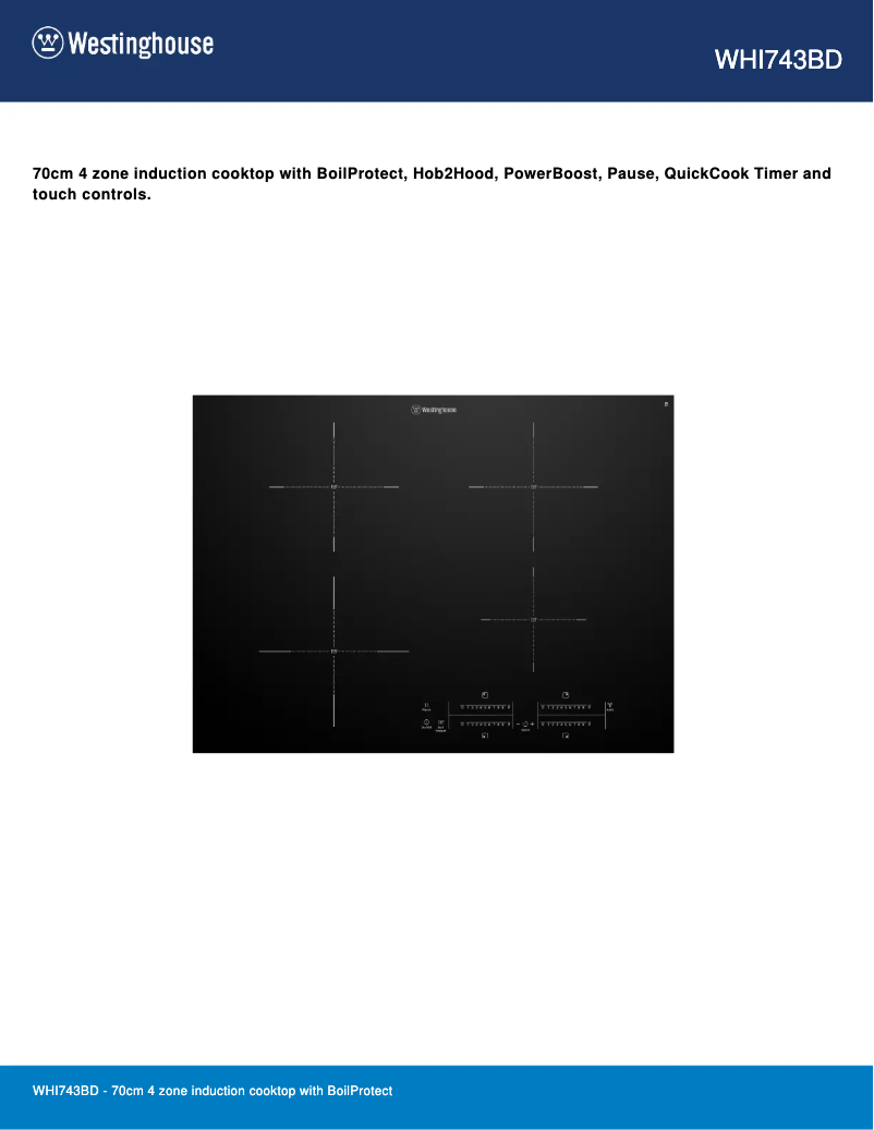 Page n°1 - Fiche technique Westinghouse WHI743BD