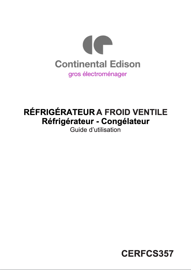 Page 1 de la notice Manuel utilisateur Continental Edison CERFCS357