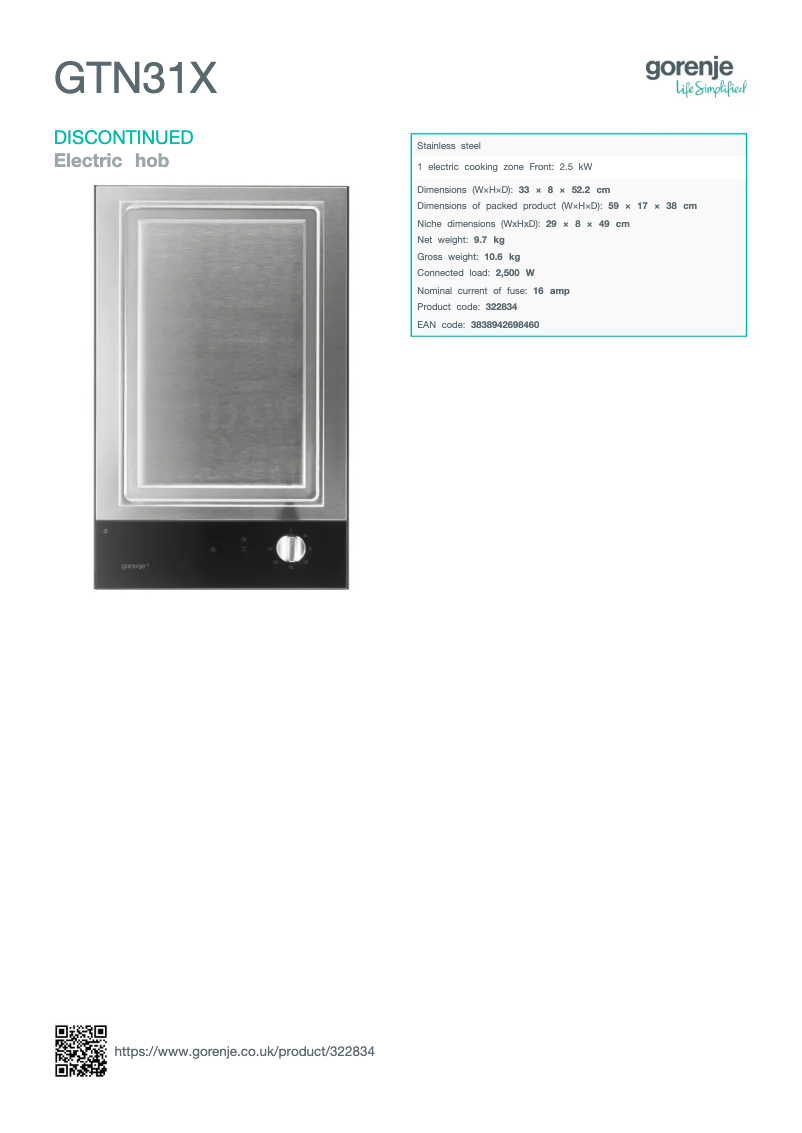 Page n°1 - Manuel utilisateur Gorenje GTN31X