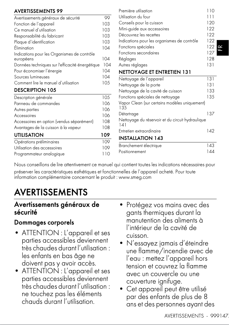 Page n°1 - Manuel utilisateur Smeg SO4102S3B3