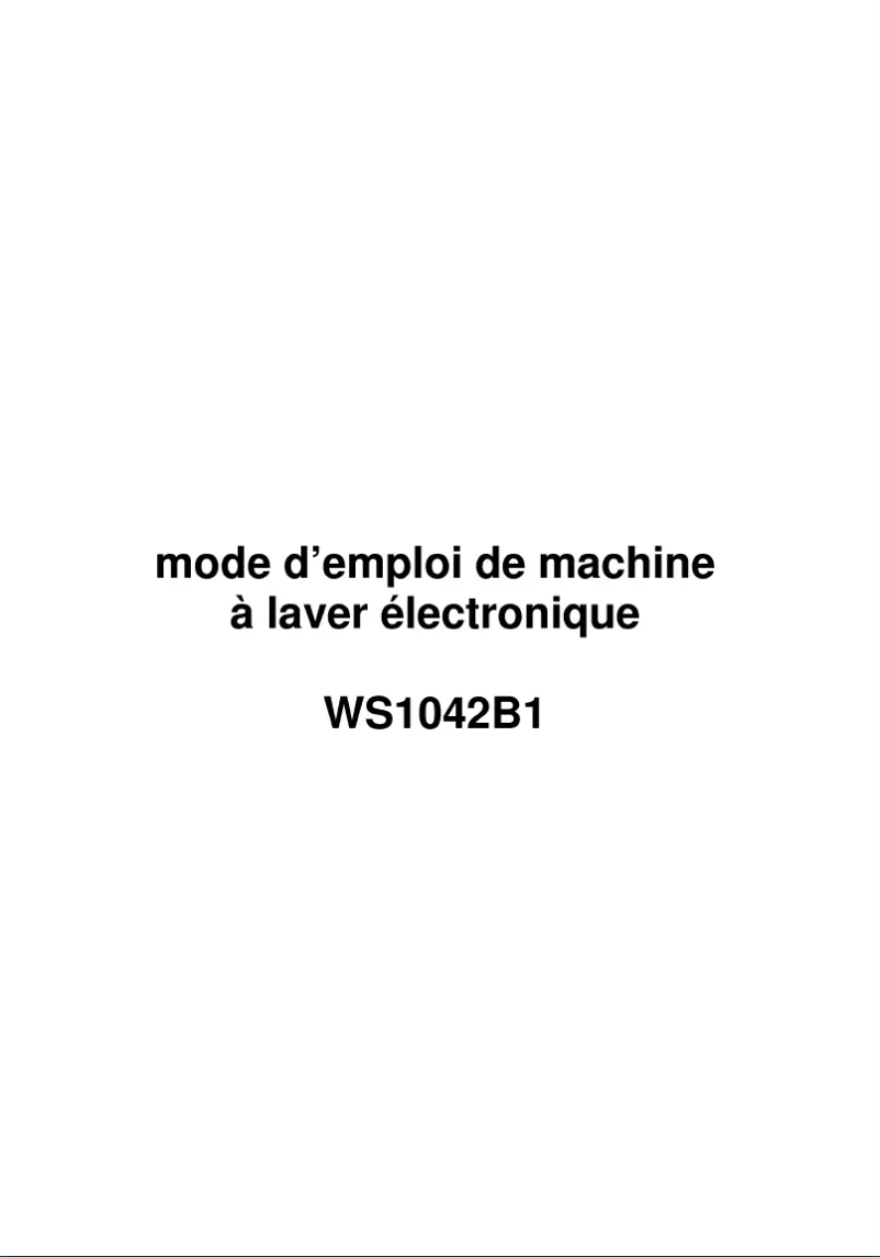 Page 1 de la notice Manuel utilisateur BSK WS1042B1