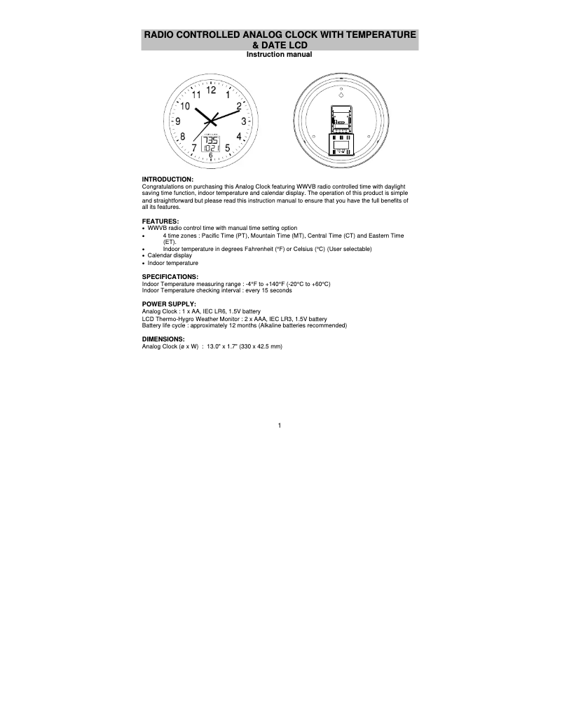 Image de la première page du manuel de l'appareil WT-3132LCD
