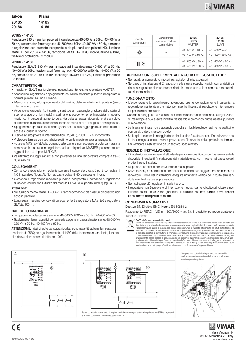 Page n°1 - Manuel utilisateur Vimar 14166