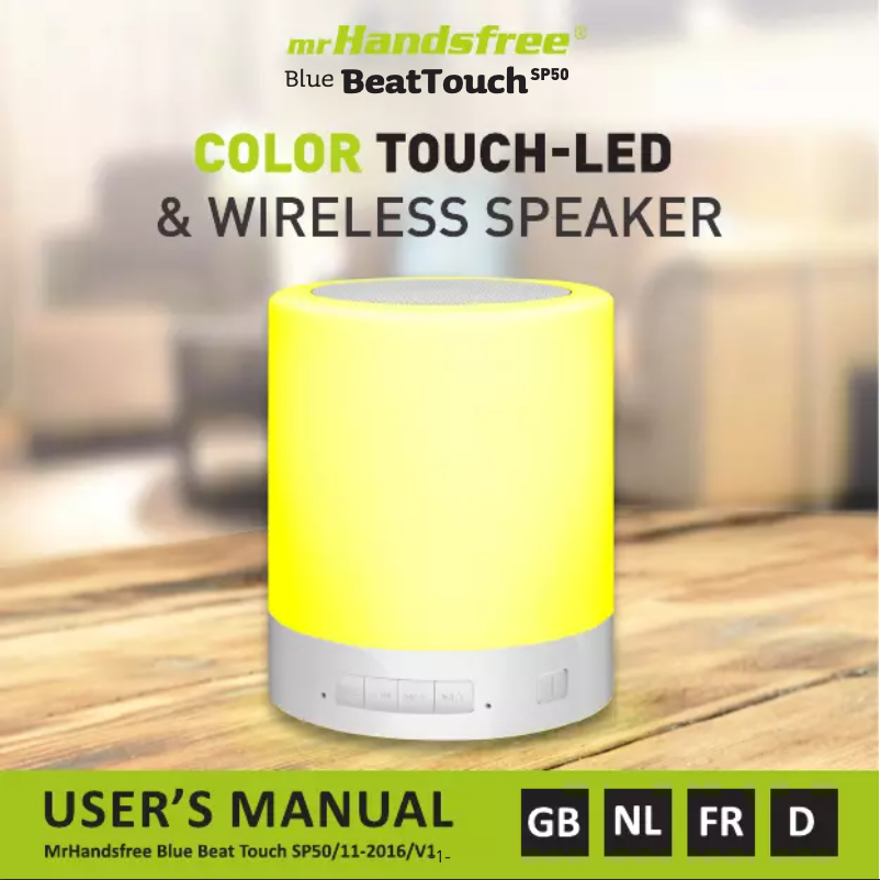 Page 1 de la notice Manuel utilisateur Mr. Handsfree Blue Beat Touch SP50