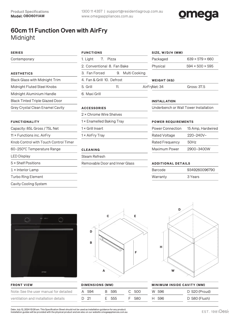 Image de la première page du manuel de l'appareil OBO6011AM