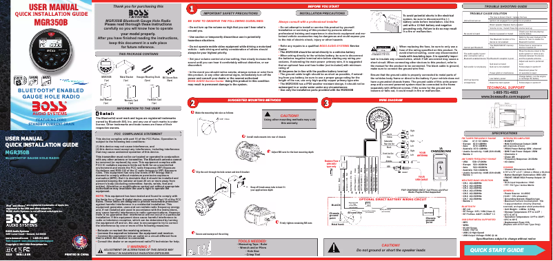 Page 1 de la notice Manuel utilisateur Boss MCKGB350W.6