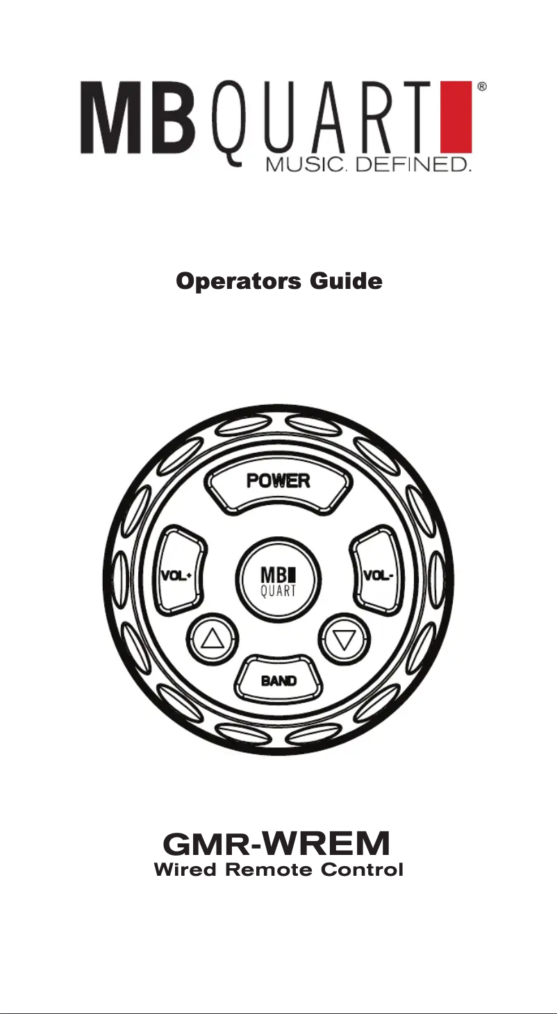Page n°1 - Guide de démarrage rapide MB Quart GMR-WREM