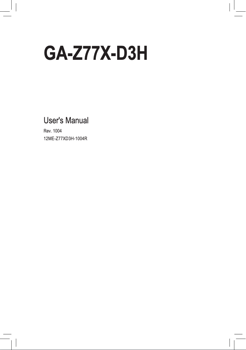 Page n°1 - Manuel utilisateur Gigabyte GA-Z77X-D3H