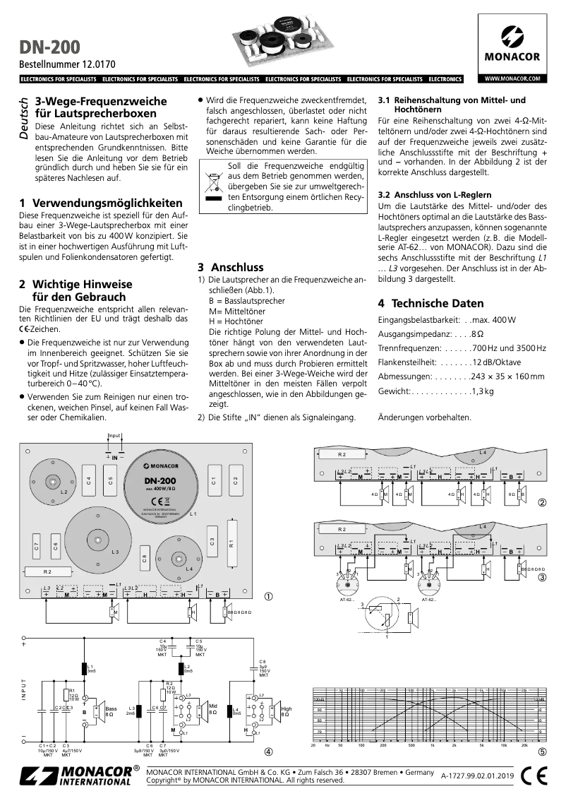 Page 1 de la notice Manuel utilisateur Monacor DN-200